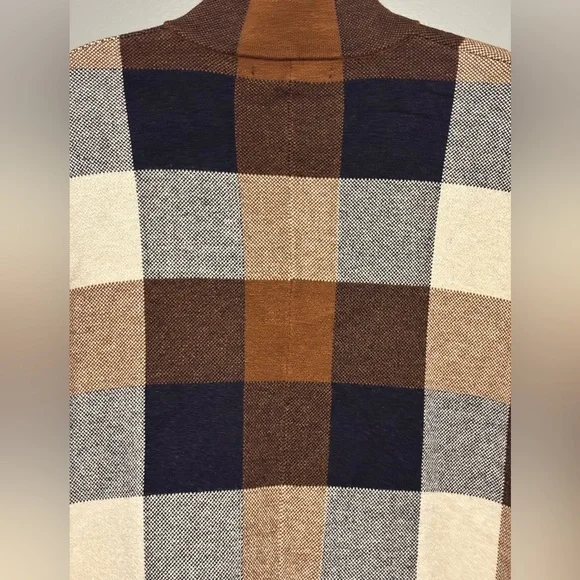 Tahari Cape Brown Blue And Cream Check Small/medium - Picture 3 of 6